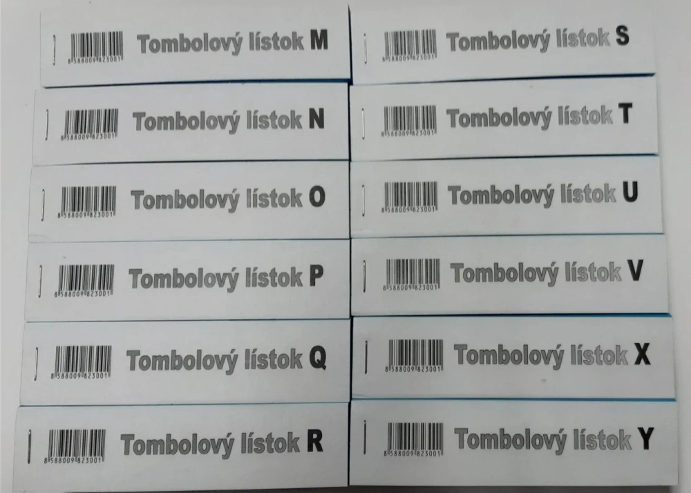 Tombolový lístok - (balenie 60 blokov písmená M-Y)